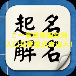 ☘ 一掌经命理查询入口在哪里点击进入！
